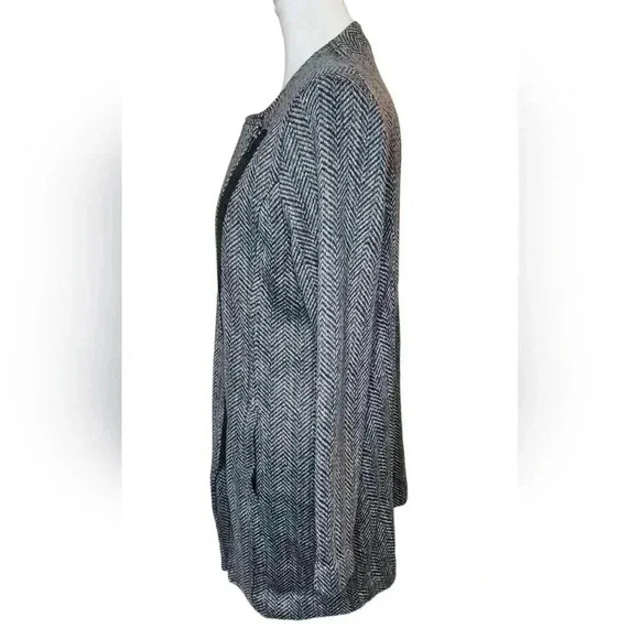 Banana Republic Herringbone  Diagonal Zip Fleece Lined Warm Top Coat Jacket M - Picture 5 of 7
